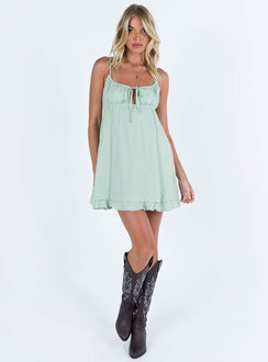 product Princess Polly Boat Neck  Empress of Love Mini Dress Sage Tall