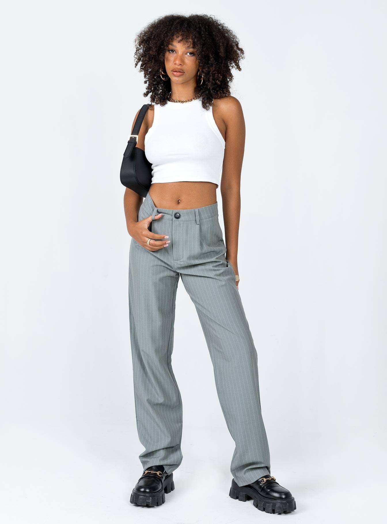 product Princess Polly  Titius Pant Grey Pinstripe