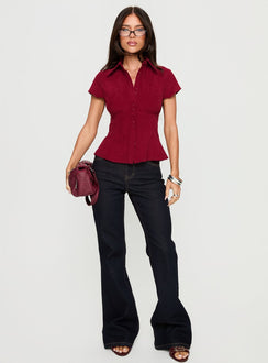 front view of model wearing Princess Polly Magic Mirror Mid Rise Bootleg Jeans Raw Indigo Mid Rise Jeans Jeans 