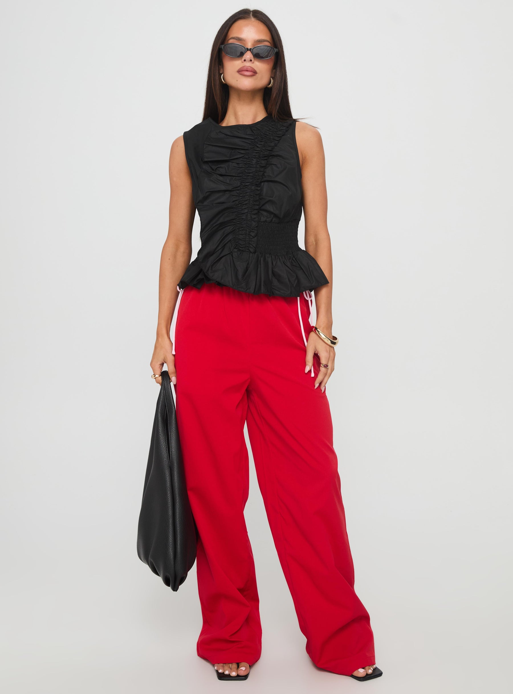 Sweet As Sugar Bow Pants Red / Pink High Waisted Pants 