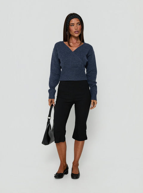Myala Wrap Knit Sweater Navy