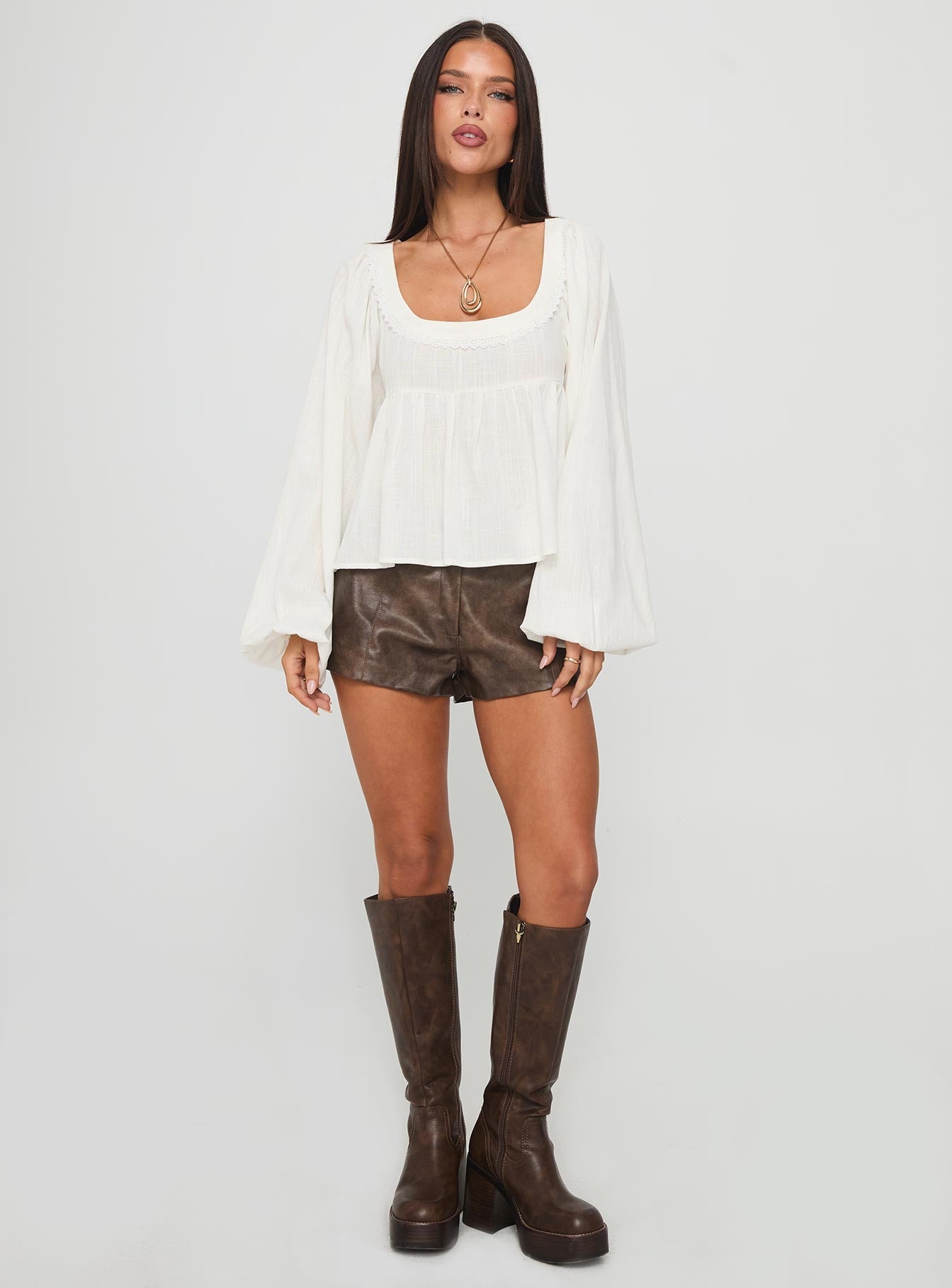 Benjie Long Sleeve Top White