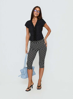 Isadonna Capri Pants Black Polka Dot