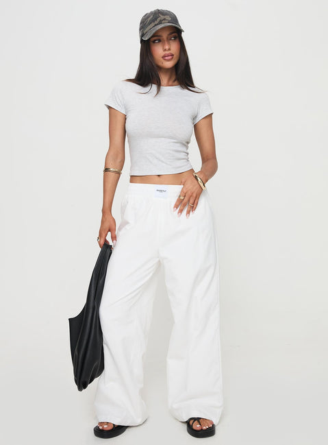 front view of model wearing Princess Polly Beach House Pants White Tall High Waisted Pants 