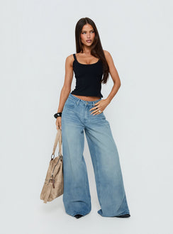 Naylor Mid Rise Wide Leg Jeans Light Blue Wash