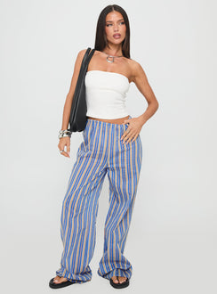 Limestone Pants Blue Multi High Waisted Pants 