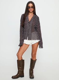 Selma Shirt Chocolate / Pink Polka