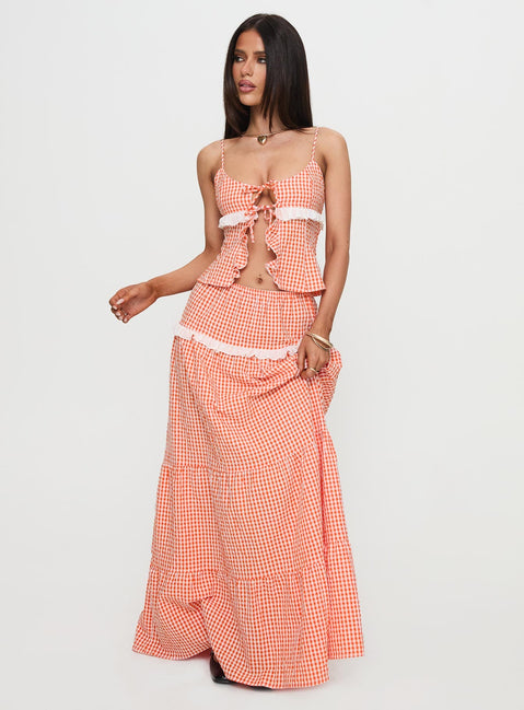 Elvera Frill Set Orange Gingham