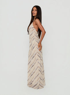 Esmira Halter Maxi Dress Cream Stripe
