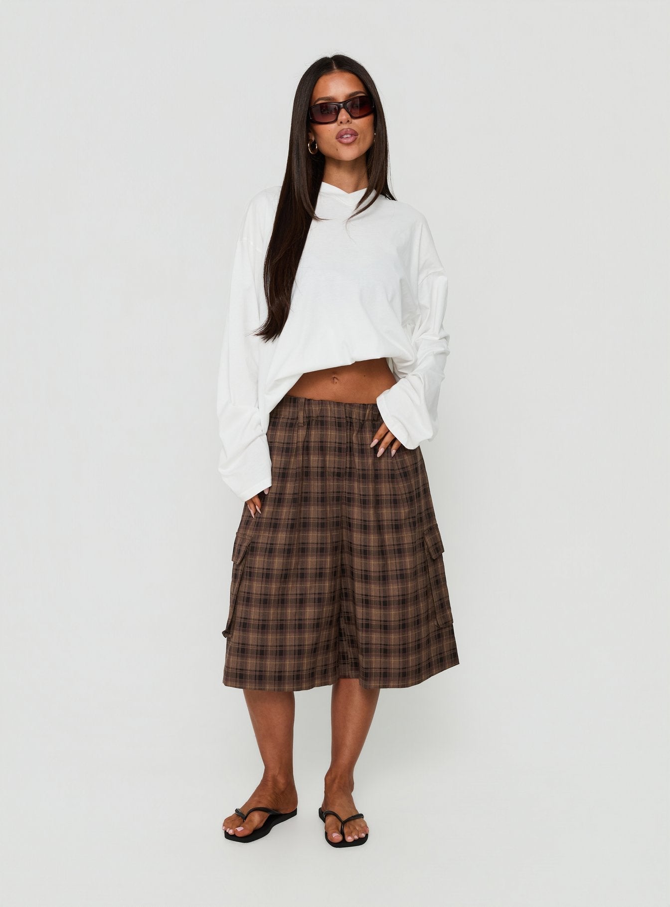 Settle Down Long Sleeve V Neck Top White
