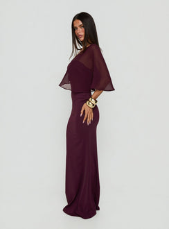 Isebella Sheer Poncho Maxi Dress Mulberry