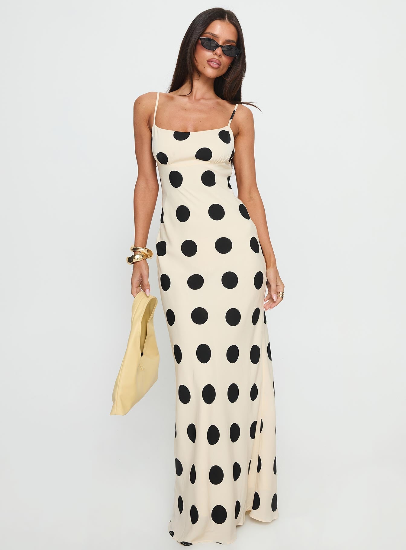 devin maxi dress in cream polka dot MORE TO COME Devin Maxi Dress in White