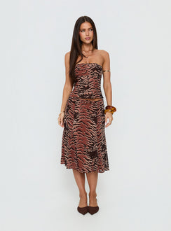 Tipsy Strapless Top Animal Multi