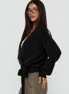 Daelan Wrap Knit Cardigan Black