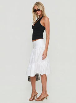 Cascades Low Rise Midi Skirt White
