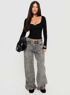 Evangelene Long Sleeve Top Black