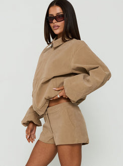 Esmeya Faux Suede Shorts Beige