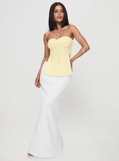 front view of model wearing Princess Polly Laurenita Longline Tube Top Yellow Sleeveless Sweetheart 