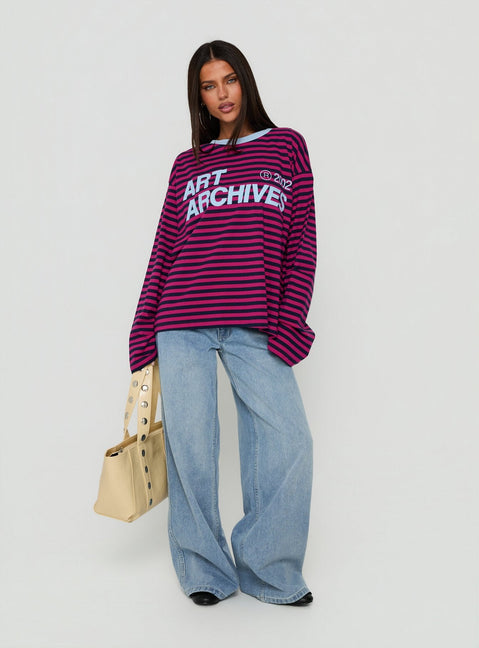 Art Archives Long Sleeve Graphic Top Multi Stripe