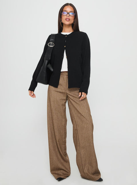 Arica Button Up Knit Cardigan Black