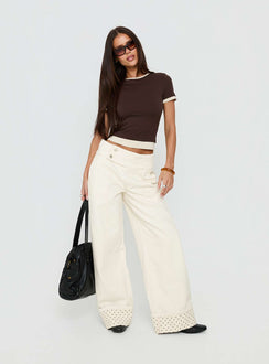 Nikoletta Foldover Jeans Cream / Polka Petite