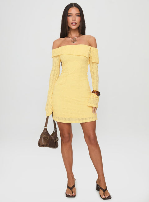 Vierra Long Sleeve Mini Dress Lemon