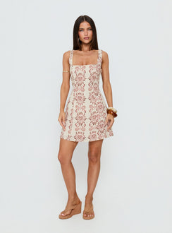 Maris Mini Dress Cream / Pink Petite