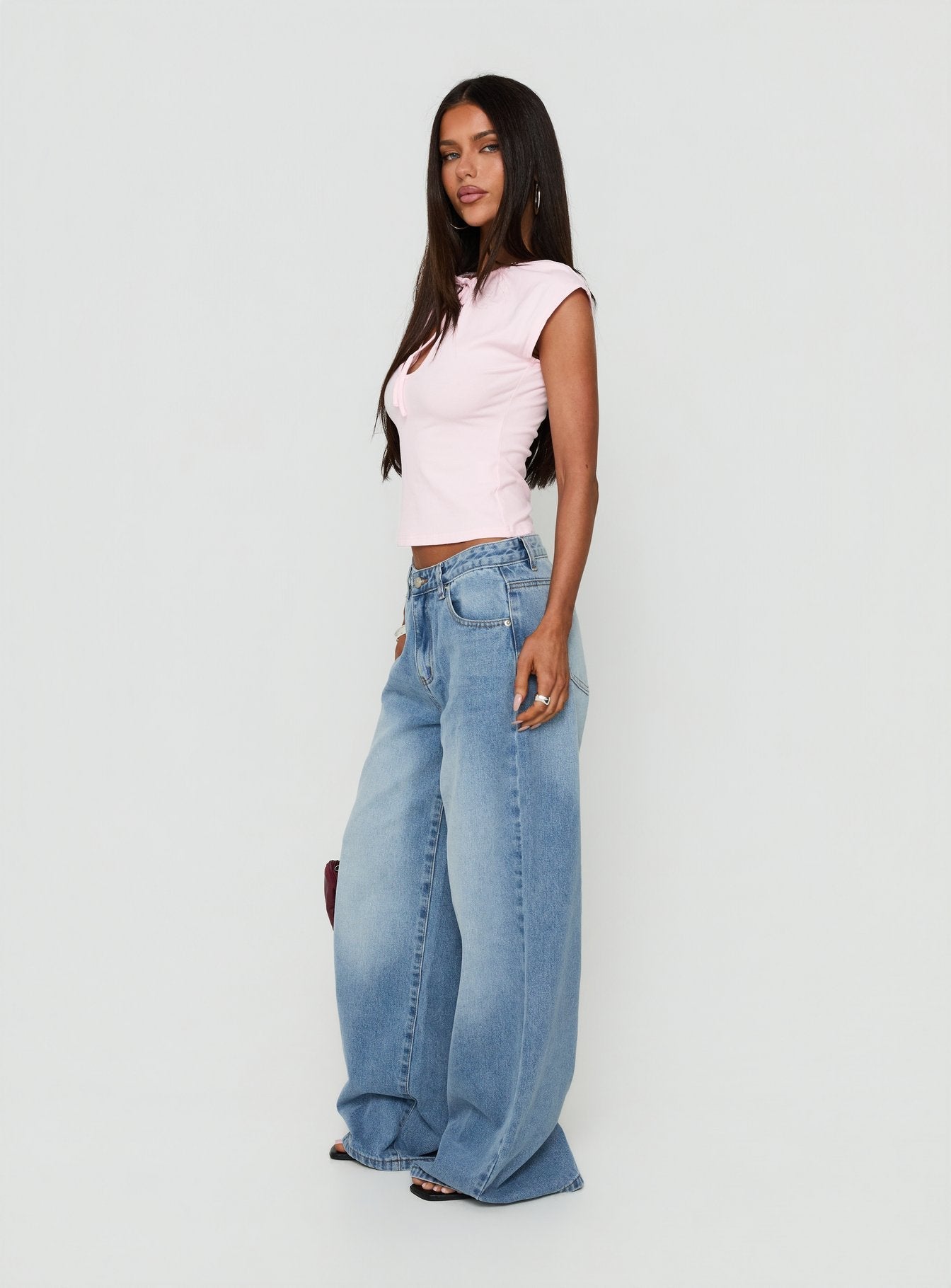 Lokura Low Rise Slouchy Jeans Vintage Mid Blue Wash