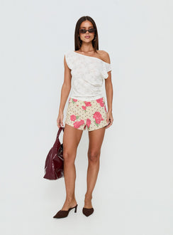 Orvielle Lace Off Shoulder Top Cream