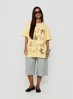 Horse Girl Oversized Graphic Tee Washed Yellow