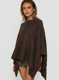 Elvidia Batwing Knit Sweater Brown