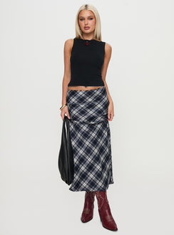 Everlie Low Waist Maxi Skirt Check Multi Petite