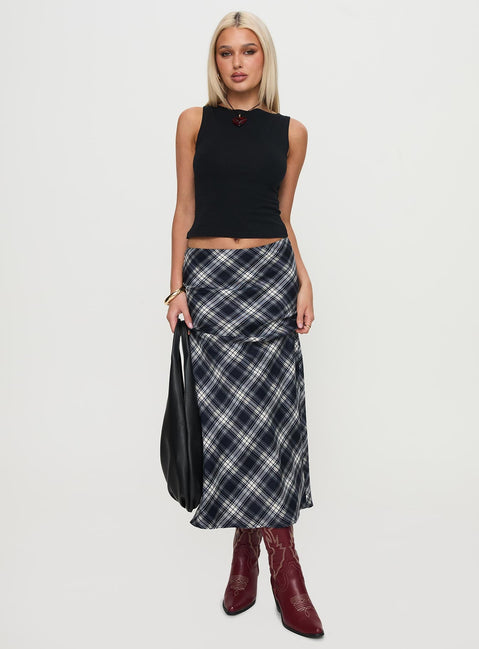 Everlie Low Waist Maxi Skirt Check Multi Petite