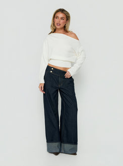 Nikoletta Foldover Jeans Raw Denim
