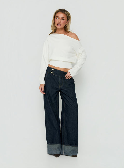 Nikoletta Foldover Jeans Raw Denim