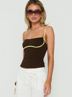 Zelaida Contrast Corset Top Brown / Butter