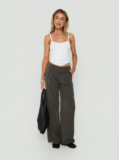 Two Lovers Low Rise Pants Grey Pinstripe