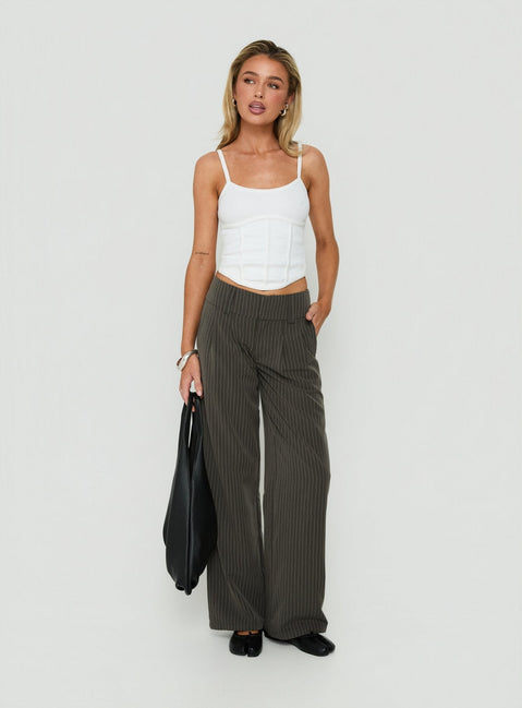 Two Lovers Low Rise Pants Grey Pinstripe
