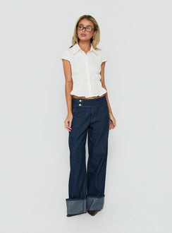 Oryn Gathered Waisted Top White
