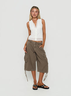 Avenza Collared Lace Trim Sleeveless Top White