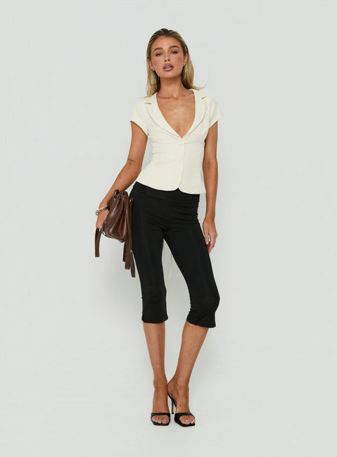 Alexandrea Plunge Button Up Top Cream