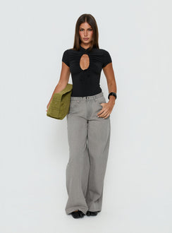 Naylor Mid Rise Wide Leg Jeans Light Grey Wash