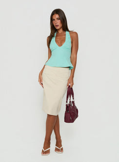 Claudiana Gathered Halter Top Turquoise