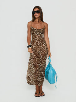 Celena Chiffon Maxi Dress Leopard Multi