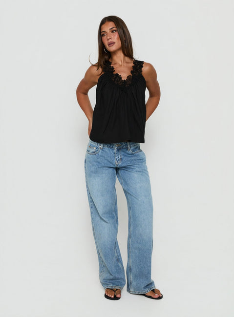 Delune Ruched V Neck Top Black