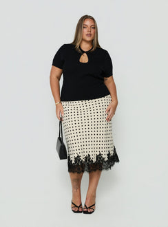 Happened One Night Keyhole Blouse Top Black Curve