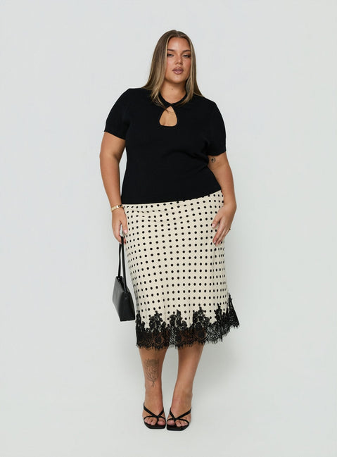 Happened One Night Keyhole Blouse Top Black Curve
