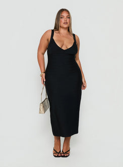 Justina Bandage Midi Dress Black Curve