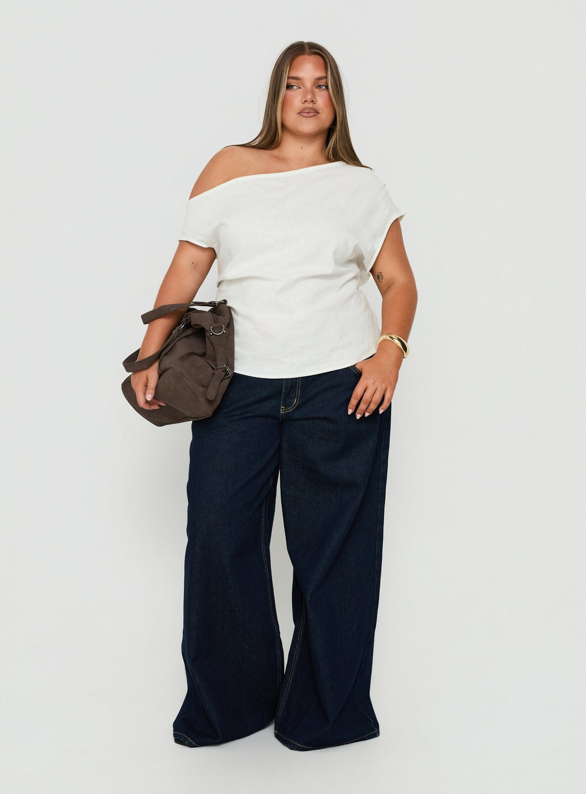 Seasons Change Relaxed Off Shoulder Top White Curve