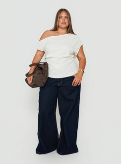 Seasons Change Relaxed Off Shoulder Top White Curve